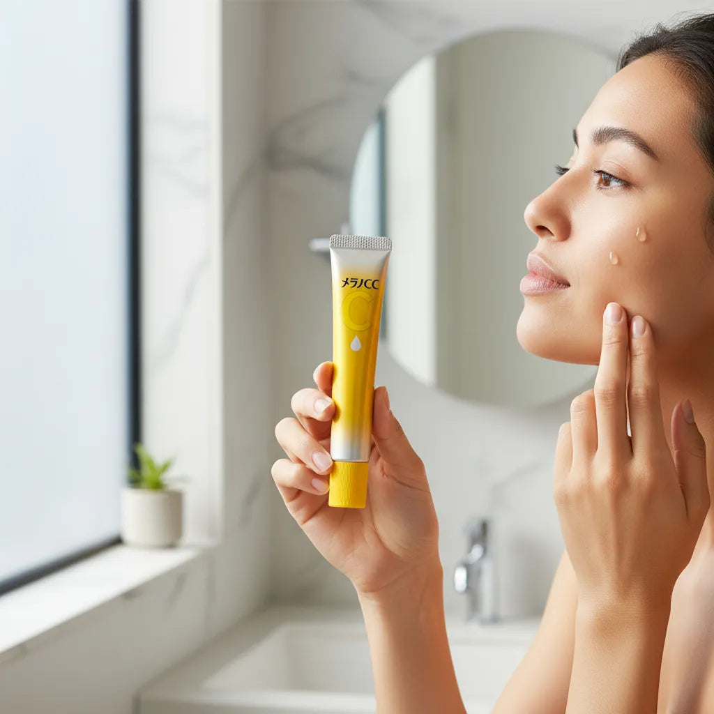 Rohto melano CC premium essence · sérum anti-manchas con 4 tipos de vitamina C