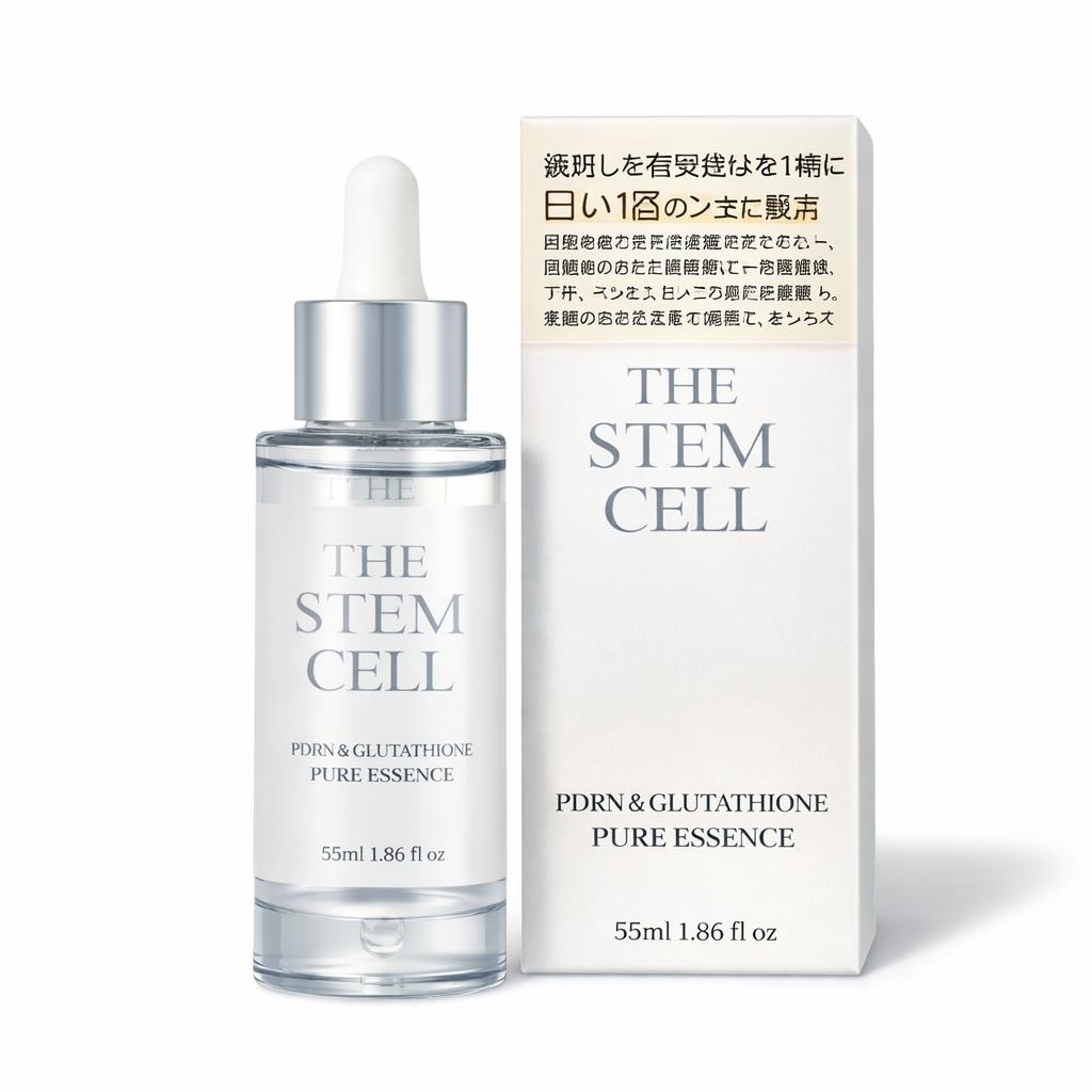 The stem cell PDRN & glutathione pure essence · suero facial con 11 activos premium