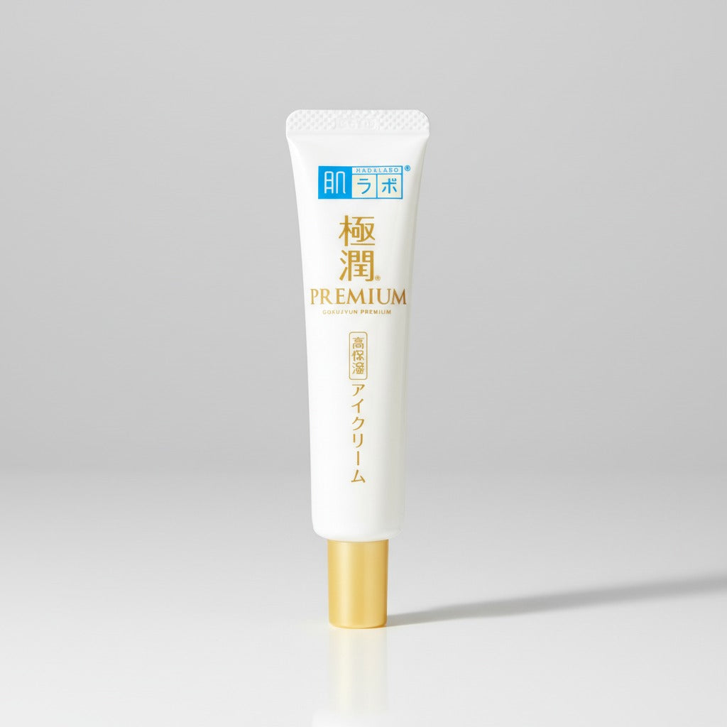 Hada labo gokujyun premium eye cream · crema contorno de ojos con 7 tipos de ácido hialurónico