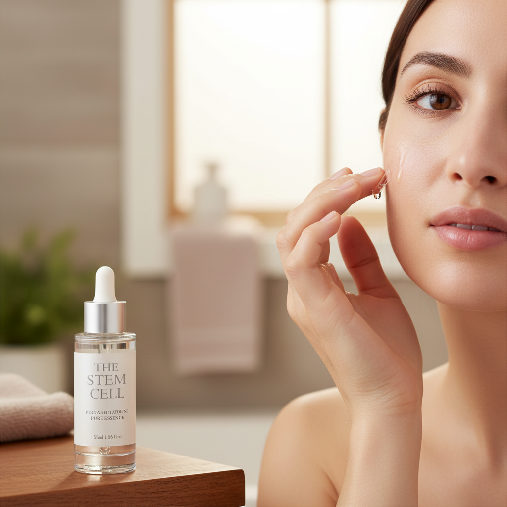 The stem cell PDRN & glutathione pure essence · suero facial con 11 activos premium